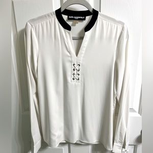 Karl Lagerfeld Paris Black and White Blouse-Size XS